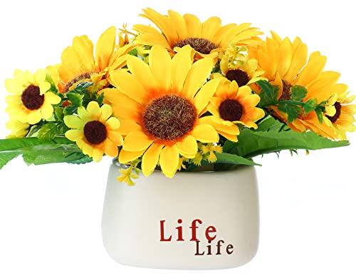 Kimura's Cabin Artificial Flowers Sunflowers Small Potted Plants Relocation To New Homes Decoration Wedding Parties Dining Tables Home Decorations #TOP14