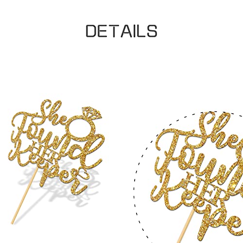 Webenison She Found Her Keeper Cake Topper/Wedding Cake Topper/Engagement/Bridal Shower/Bachelorette Party Decorations Mixed Gold Glitter #TOP2
