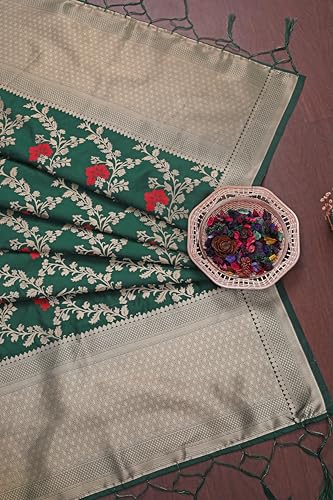 Image of DEVANGI Women's Woven Jacquard Banarasi Silk Printed Dupatta /Chunni with Meena Work, Width 1 Meter, Length 2.5 Meter