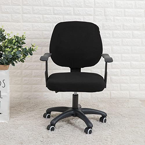 Image of CALANDIS Polyester Office Computer Chair Stretchable Rotating Chair Seat Covers Black