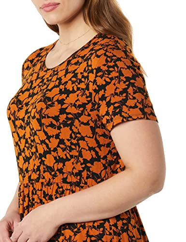 Image of Amazon Essentials Women's Short-Sleeve Fitted Waisted Maxi Dress (Available in Plus Size)