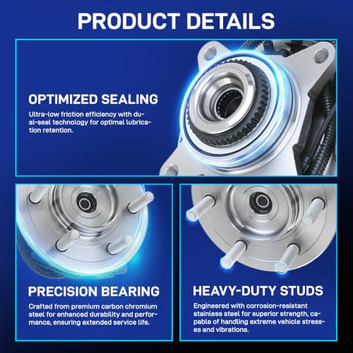 Image of BDELI 515169 4WD Front Wheel Bearing Hub Assembly for 2015-2017 Ford F-150 | Front Driver or Passenger Side Wheel Bearing, Ford F150 2.7L 3.5L 5.0L Engines, 6 Lugs w /ABS 4x4, BR931007 HA590594