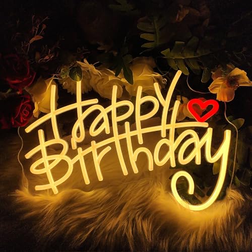 Image of Custom Happy Birthday Neon Sign,10 inch-55 inch LED Name Signs,Customizable Happy Birthday Light Up Sign for Backdrop,Personalized Neon Light Sign for Birthday Party Anniversary, Neon Lights Decoration Gifts