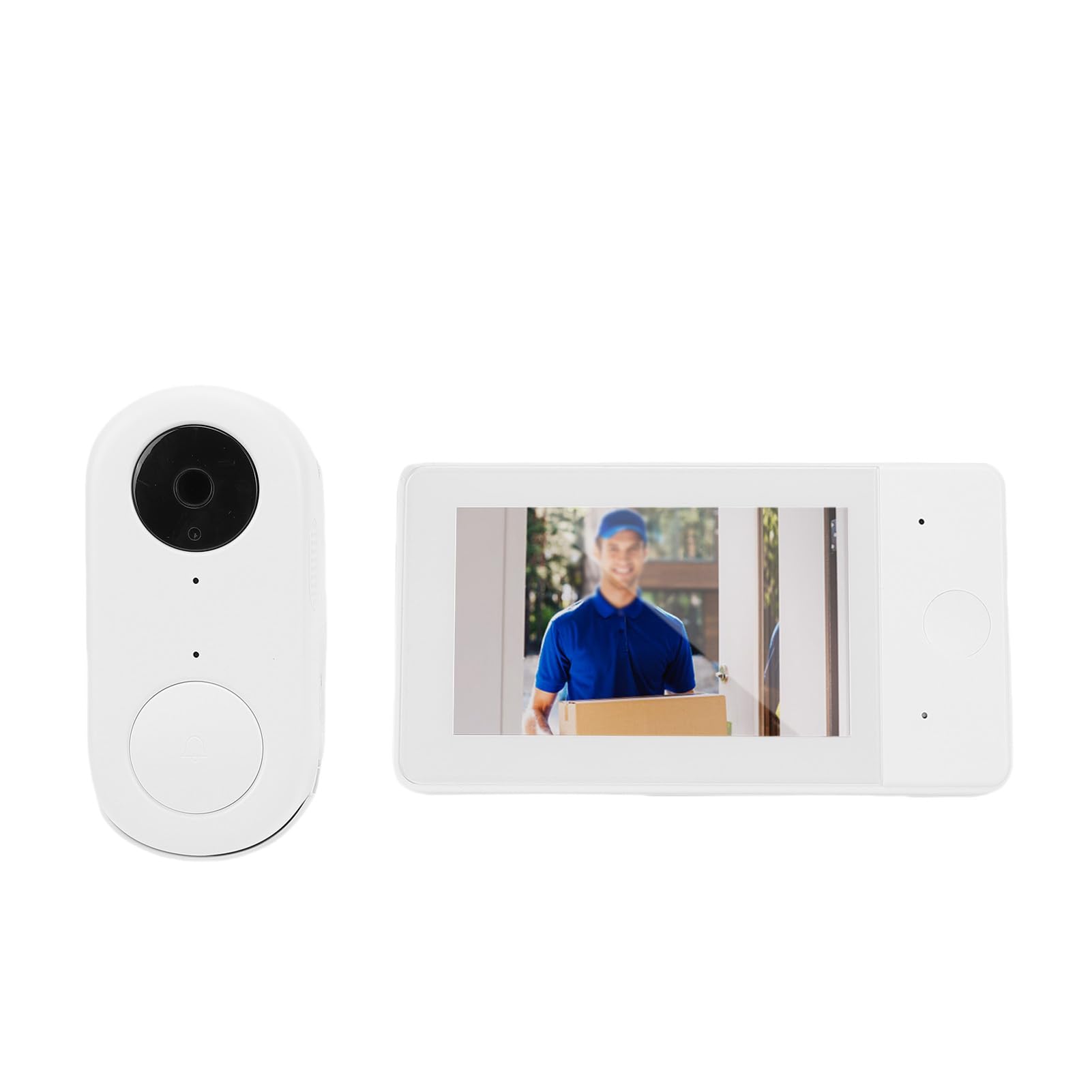 Denash Caméra de Sonnette sans Fil, écran de 4,3 Pouces avec Portée sans Fil de 20 M et Conversation Bidirectionnelle, Sonnette Vidéo étanche IP65 avec Batterie Rechargeable, pour