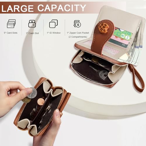 Image of Sunwel Fashion Girls Cutest Prints Wallet Card Slots Small Wallet with Zipper Coin Pouch Wallet for Women