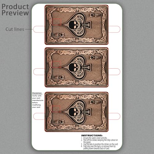 KCD Credit Card Skin Sticker Cover Decal Wrap 3-Pack – Ace of Spades Skull Design – Durable Vinyl Stickers for Cards – CCS0124