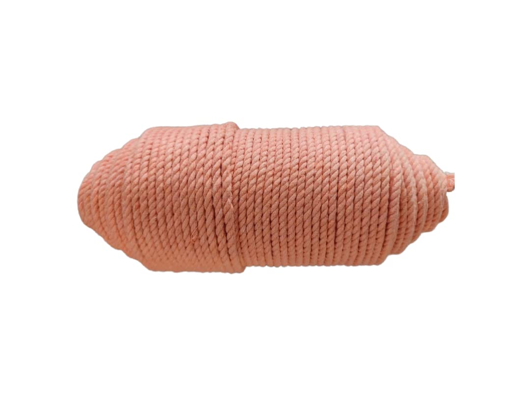 EcoCraft World 50 Meters 3 MM Macrame Cotton Cord/Thread for Craft Making Wall Hanging Plant Hanger and Dream Catchers (Peach)