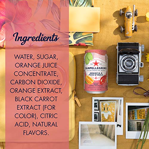 Sanpellegrino Prickly Pear and Orange Italian Sparkling Drinks, 11.15 fl oz. Cans (24 Count, Packaging May Vary)