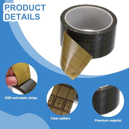 Image of PATIKIL Antistatic Tape, 2.36 Mil Thick, 2 Inch x 39 Yards Conductive Adhesive Grid ESD Tape for Circuit Board Laptop Mobile Phone Communication Electronics Parts Black /Yellow