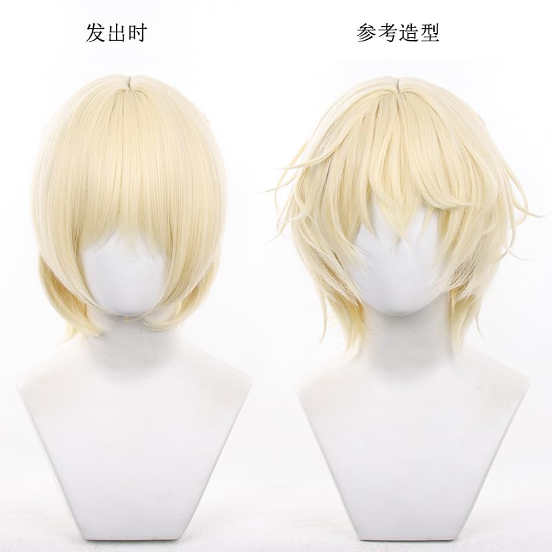 Short Curly Blonde Cosplay Wig Halloween Costume Party Wigs for Adult