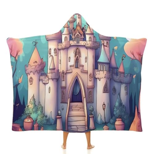 Couverture à capuche portable plaid cape imprimé château classique voyage lit canapé