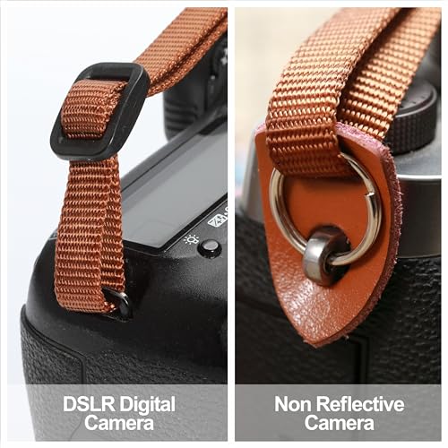 Image of Padwa Lifestyle Brown Flower Camera Strap - 2 inch Wide Double Layer Cowhide Head Cotton Strap,Vintage Jacquard Embroidery Universal Neck & Shoulder Camera Straps for Photographers and All DSLR Cameras