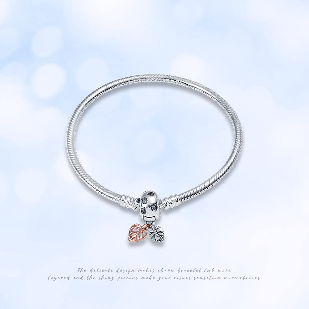 KUNSIR Moments-Bracciale Donna Adatto per Ciondolo Argento Sterling 925 Braccialetto Snake Bracciali Compatibile con Pandora Ciondolo B2
