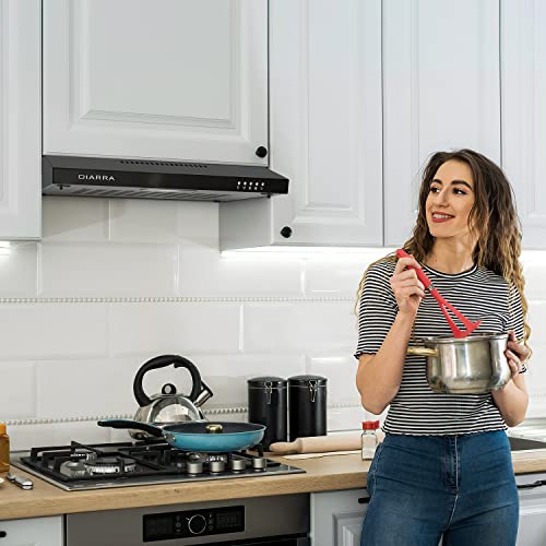 CIARRA-CBCB6903-Campanas-Extractoras-60cm-220mh-75W-3-Velocidades-de-Extraccion-Luz-LED-Extractor-Cocina-Evacuacion-al-Exterior-y-Recirculacion-con-Filtro-de-Carbon-CBCF001-Negro