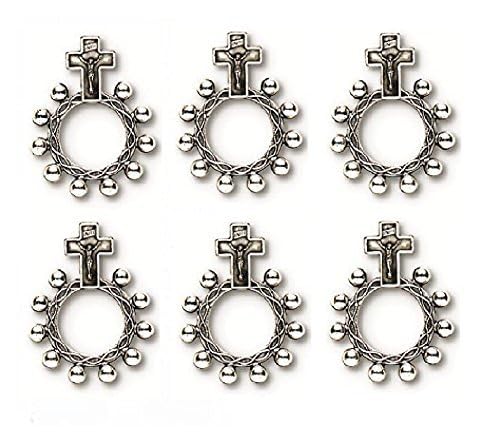 Generico Rosary Ring Silver Oxidized Double Sided 6 Pack 100% Made in Italy2