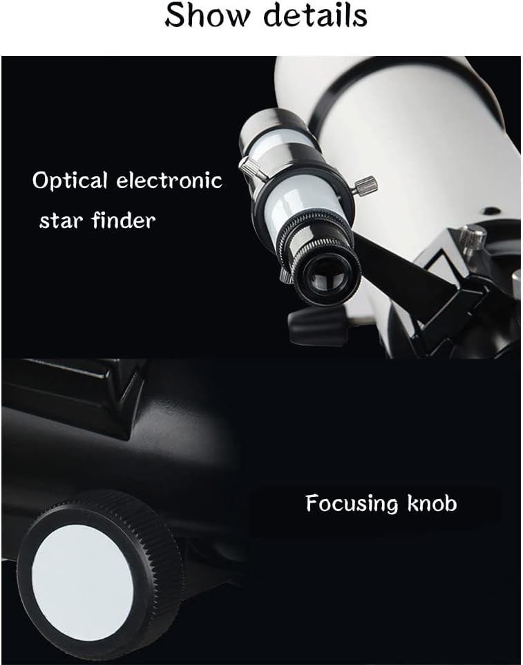 LSLYTQ Spacmirrors Telescope for Beginners Adults, Telescopes for Astronomy Beginners, 80mm Astronomy Refractor Telescope with Tripod, Portable Telescope Gift for