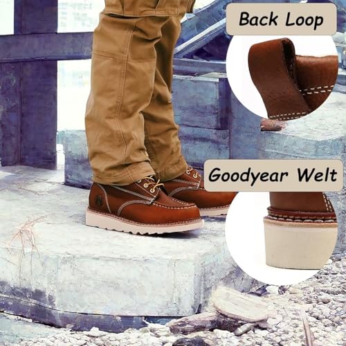 Brown Pitstop Leather Stylish Classic 6"&8" Soft Toe Mens Work Boots Durable Breathable2