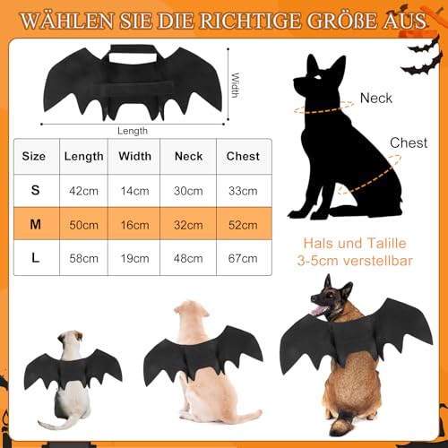Katzen Halloween kostüm Hund Fledermaus flügel,Fledermausflügel Hund,Halloween Fledermauses Hundekostüm,Einstellbar Hunds Fledermauses Flügel,Cosplay Dekoration Halloweenes Haustier Kostüm
