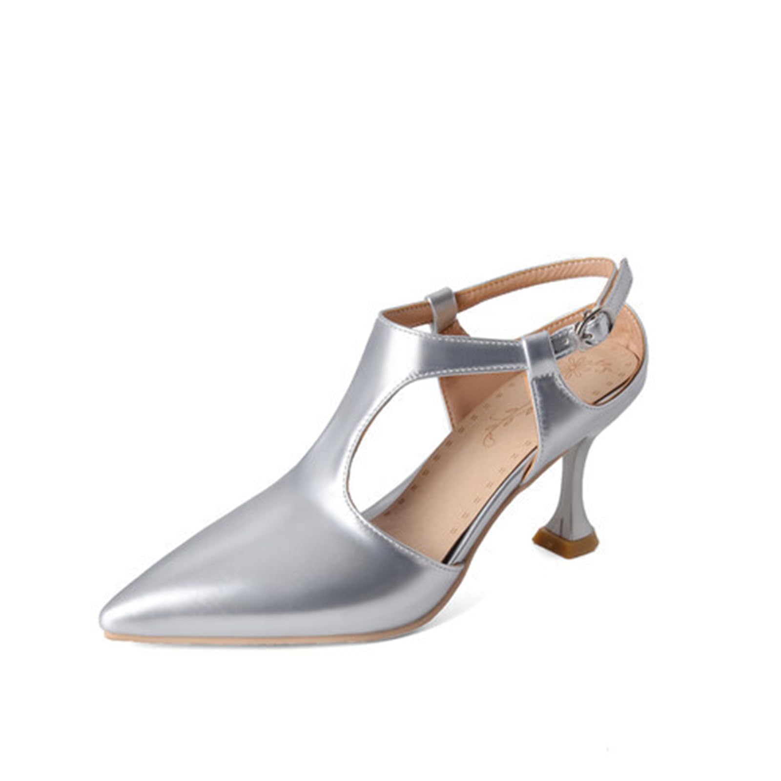 7CM Scarpe con Tacco a Kitten Slingback da Donna, Chiuse a Punta per Matrimoni, Feste e Abiti