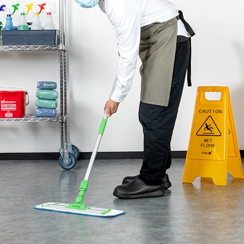 Image of Restaurantware Telescopic Mop Handle - 60-Inch Aluminum Adjustable Heavy-Duty Cleaning Tool With Ergonomic Grip - Green