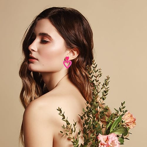 Baublebar Hot Pink Heart Earrings - Acrylic Candy-colored, Lightweight Double Heart Drop Earrings4