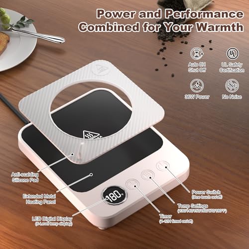 Image of Felibeaco Coffee Mug Warmer & Mug Set for Desk, Smart Coffee Cup Warmer with 16oz Heated Mug, Cup Heater with Auto Shut Off for Office /Home, Coffee Gifts for Women /Men /Dad on Father's Day, White