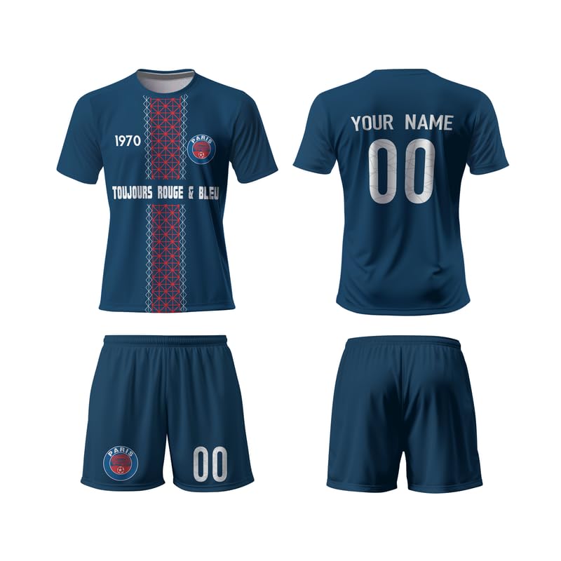 Kits de fútbol para niños, kit de fútbol personalizado para niños con número de nombre, logotipo del equipo, regalos de pelota de fútbol para niños, hombres y mujeres, poliéster, Psg -a, 2-14 Years