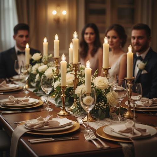 Image of Flameless LED Taper Candles with Clips, 4 inch Battery Operated Window Candles with Remote Timer Mini LED Chandelier Candlesticks for Home Decor Wedding Church Party & Tree Lighting,6 Pack,Beige