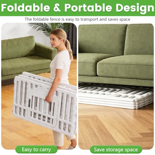 Image of BestPet 24 Inch Dog Playpen, 4-Panel Plastic Pet Playpen with Door, Indoor Puppy Exercise Pen, Large Space Dog Fence for Small Medium Dogs, No Assembly Required, White