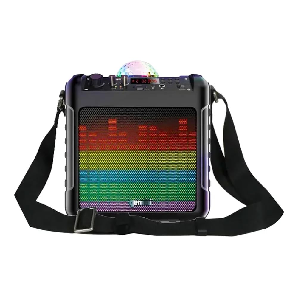 Gemini Sound MPA-K650 - Woofer de 150 W de 16,5 cm con sistema de karaoke inalámbrico portátil y inalámbrico, Bluetooth, sistema de micrófono, luces LED para fiesta, bola de discoteca, USB