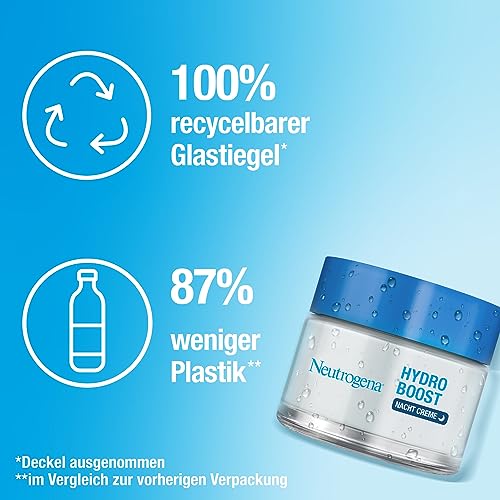 Neutrogena Hydro Boost Nachtcreme, regenerierende Gesichtspflege mit purer Hyaluronsäure, feuchtigkeitsspendende Gesichtscreme für glatte Haut 50 ml