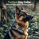 2026 Upgrade Waterproof AirTag Dog Collar, Military Tactical Dog Collar with AirTag Holder, Comfortable Control Handle and Metal Buckle, GPS Dog Collar Holder for Medium to Large Dogs (Khaki,L)