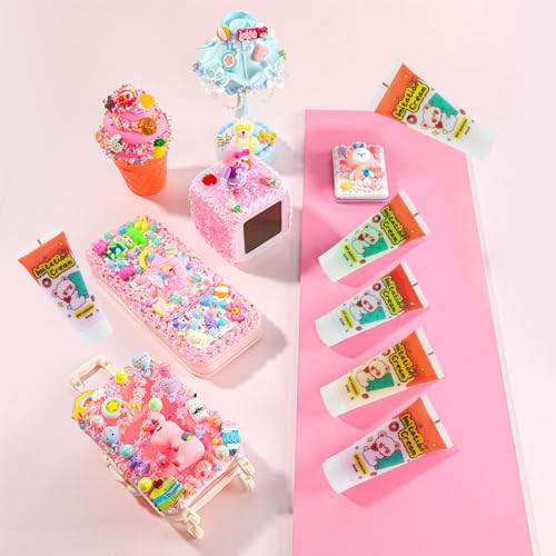 Horuili® Simulations Schlagsahne Kleberset, 6 Farben Cremefarbene Tonklebstoffe, Creme Kleber, DIY Handyhülle Basteln Weicher Ton Dekoration, zum Haarspangen, Schmuck, Dekorationen (color-1)