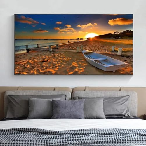 Tableau de bateau au coucher du soleil pour créer une ambiance vacances dans votre chambre