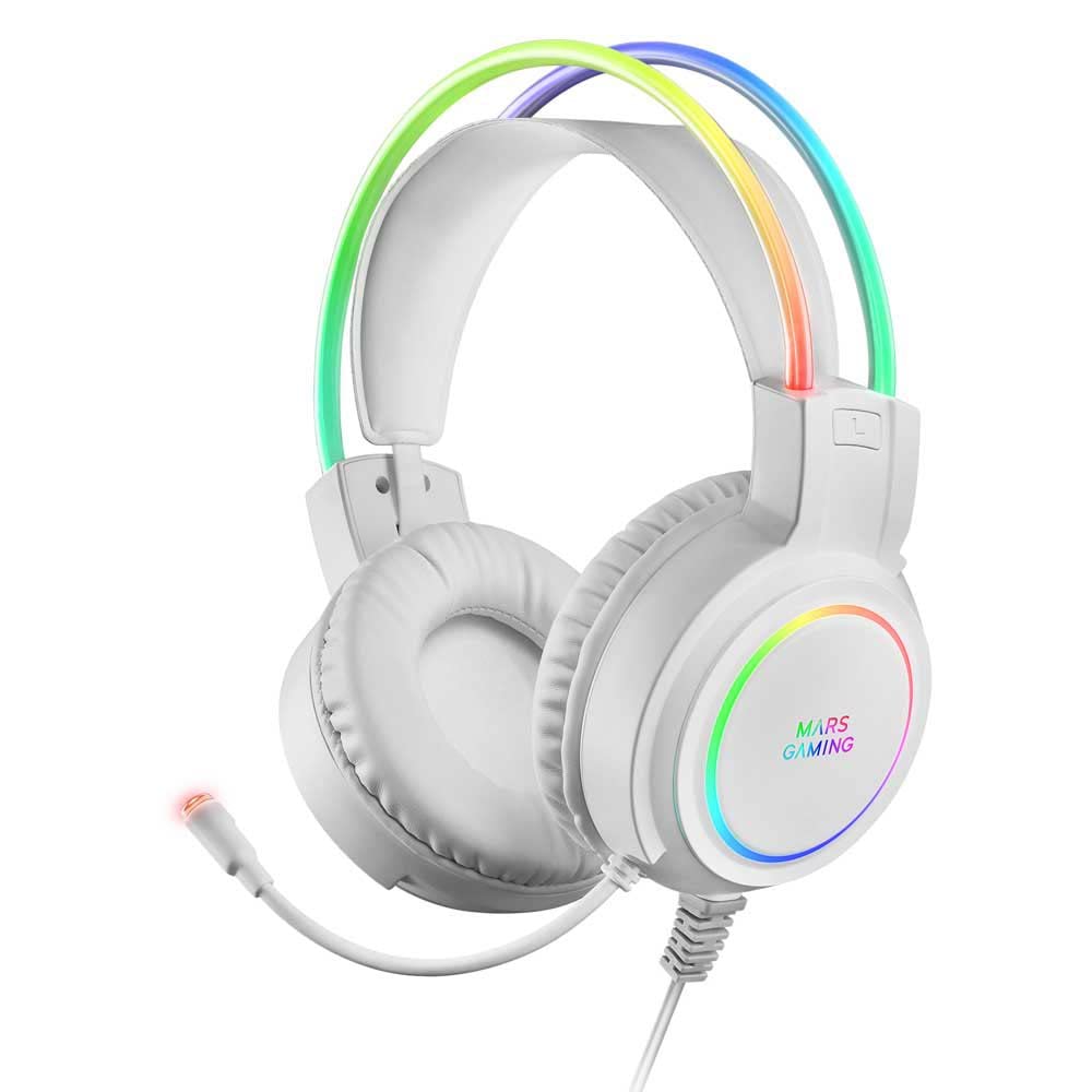 Mars Gaming MH124, Auriculares Gaming FRGB Rainbow, Diseño Ergonómico, Micrófono Flexible, Control de Volumen, Windows, Linux, Mac, PS4, PS5, Xbox One, Xbox Series X|S, Switch, Switch 2, Blanco — view 21