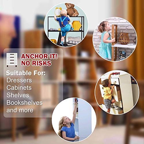 SYOSIN Furniture Anchors for Baby Proofing 8 Pack, Metal Child Proofing Furniture Straps, Secure 400 Pound Falling Furniture Child Pet Safety Anchors Earthquake Resistance - Thumbnail 5
