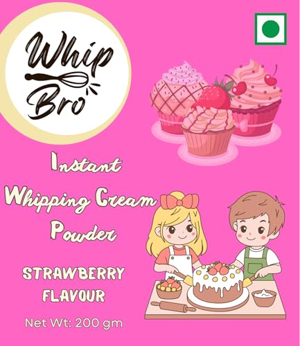 Image of WhipBro Whipping Cream Powder | Strawberry Flavour | Baking & Dessert Use (200 g)