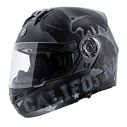 TORC Unisex-Adult Full-face Style T27B Modular Motorcycle Helmet Integrated Blinc Bluetooth With Graphic