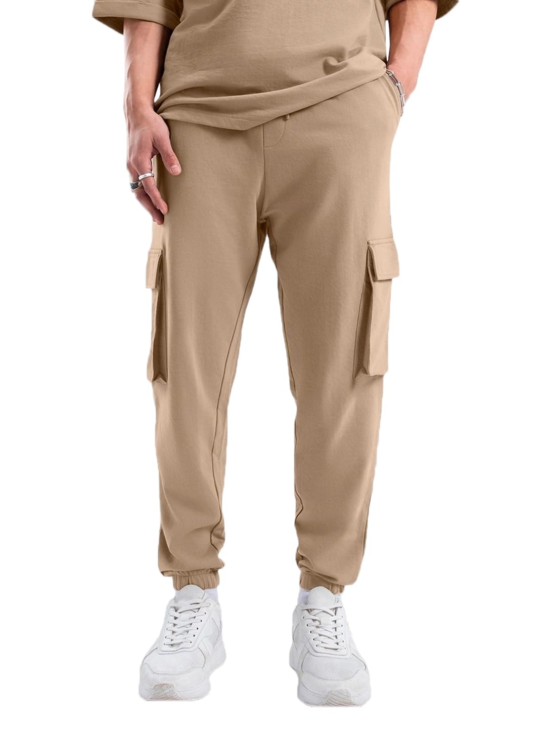 BewakoofMen's Cotton Oversized Fit Joggers|Bewakoof Air 1.0 | Track pants for man | Lower for man | Trouser for men | Baggy trackpants for men | Multipurpose | Mens Lower Activewear | Utility Pockets | Lightweight & Flexible Elastic Waist | Casual Joggers | Loose Fit