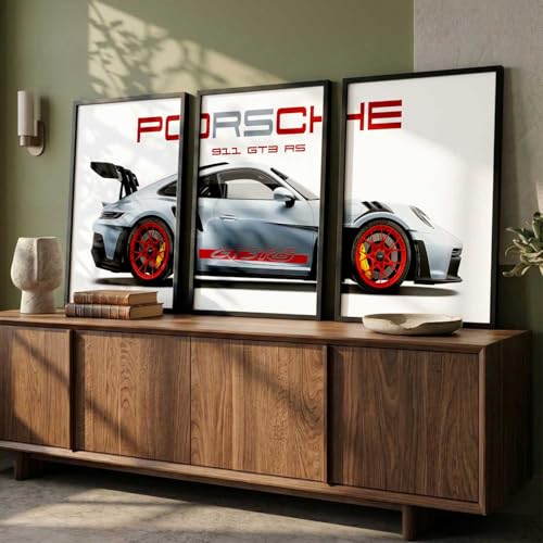 Image of kotart Big Sports Car Framed Posters Gift Items for Boys Room Wall Decoration Bedroom Living Room Office Studio Decor | Car Poster Frame for Wall Decor Set Of 3 Size (19 X 25 inch)
