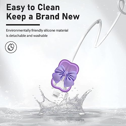 Image of iPhone Charger Case,Accessories,Protective Case for 18W 20W iPhone 14 13 12 11 Pro Max Fast Charging Cable Adapter Charger, Cute Lightning Data Cable Case for iPhone Charger,(Purple Bow)