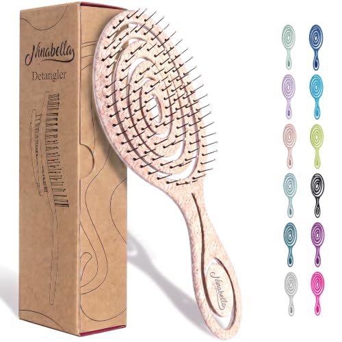 Ninabella Cepillo Pelo Antitirones - Cepillo Desenredante Antirotura para Pelo Rizado, Fino, Largo y Grueso - Cepillo de Pelo Mujer, Hombre y Niños - Pelo Mojado o Seco - Beige