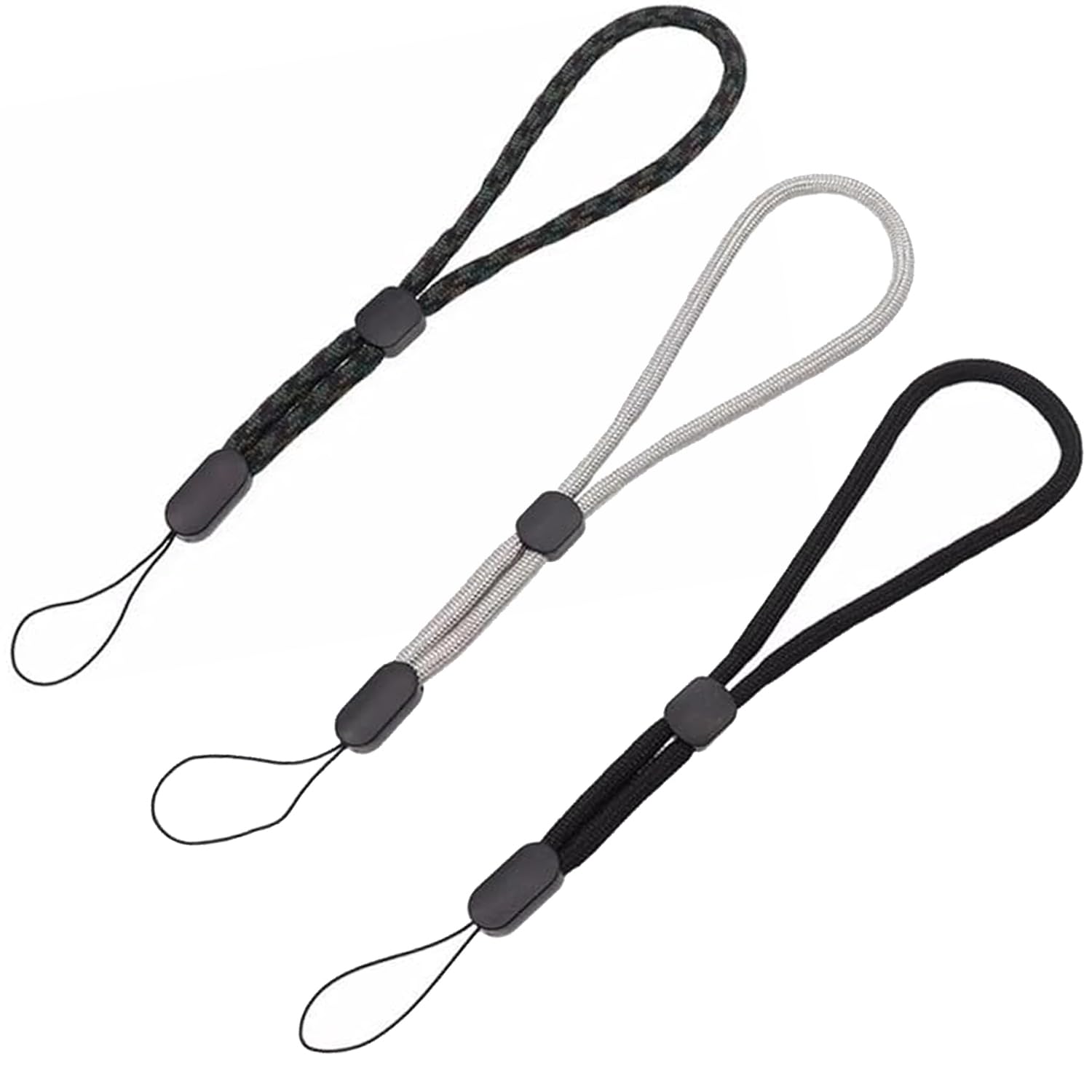 Elmsley Unisex Grey Black 3 Pcs Hand Wrist Strap Lanyard, Phone Hand Wrist Strap Lanyard, Adjustable Nylon Handing Wrists Straps For Camera, Keys, Keychain, Phone, Usb Flash Drive, Wallet And Id Name Tag Badge