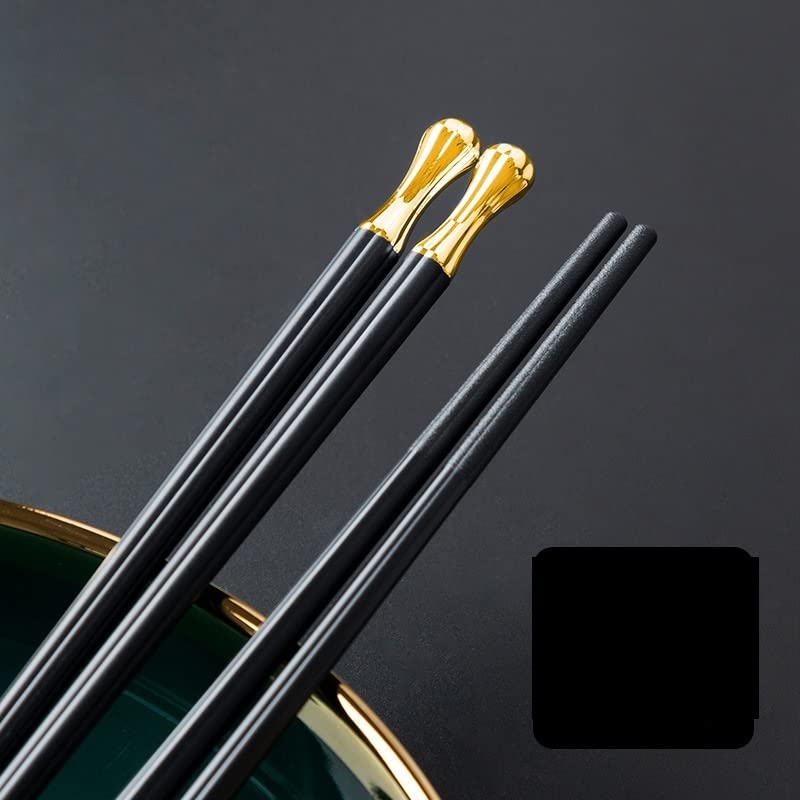 Juego de Palillos Chinos de 10 Pares, palitos de Sushi, Palillos de Metal Reutilizables, vajilla de aleación(Schwarz)