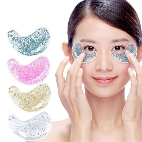 Gel Eye Pads, 4 Pairs Under Eye Patches for Puffy Eyes, Hot Cold Compress Therapy Eyes Pads, Reusable Cooling Ice Packs Sleeping Face Masks, for Puffiness Dark Circles Migraines Stress Relief