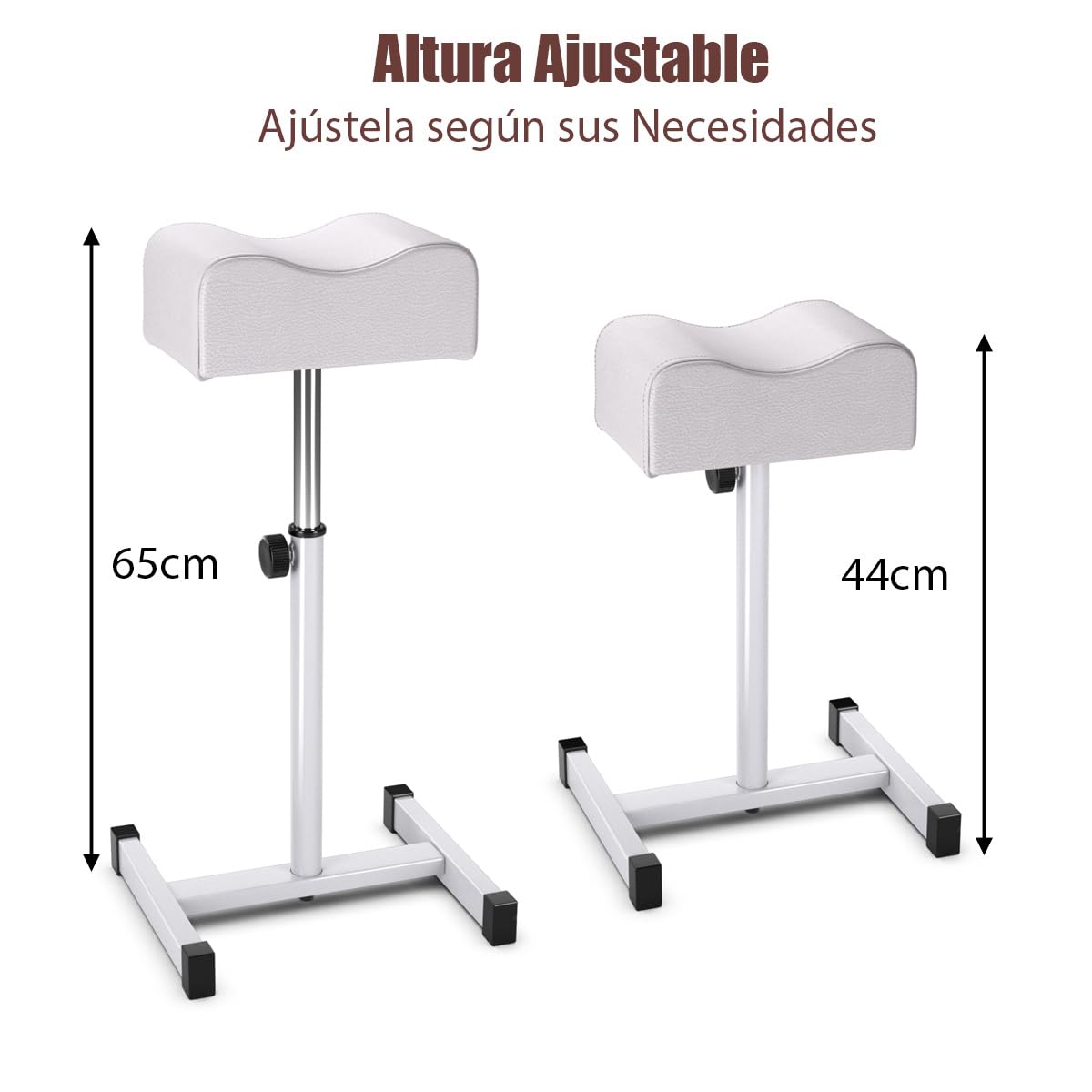 COSTWAY Reposapiés para Pedicura y Manicura, Soporte de Pie con Altura Ajustable, Equipamiento Profesional para Uñas con Almohadilla Suave, Herramienta Portátil para Salones de Belleza, Blanco