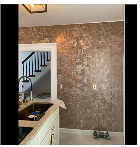 Decopus Metal Tile Peel And Stick (Is50 Square Copper Mosaic Tile 5Pc Pack) For Kitchen Backsplash, Bathroom Wall Accents, Table Tops Coverings In Gold Bronze Smart Speed Tile Removable #TOP2