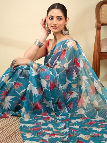 Image of Garden Vareli Floral Print Nara Chiffon Saree 73475