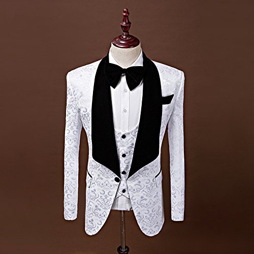Mens Causal Floral Weave 1 Button Slim Fit Tuxedos Dress Groomsmen Wedding Suits 3 Piece Sets4