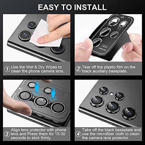 Image of Hoerrye Camera Lens Protector for Samsung Galaxy S22 Ultra, Scratch-Proof, Drop-Proof Alloy Phone Screen Camera Cover Protection for 6.8'' Accessories - Black
